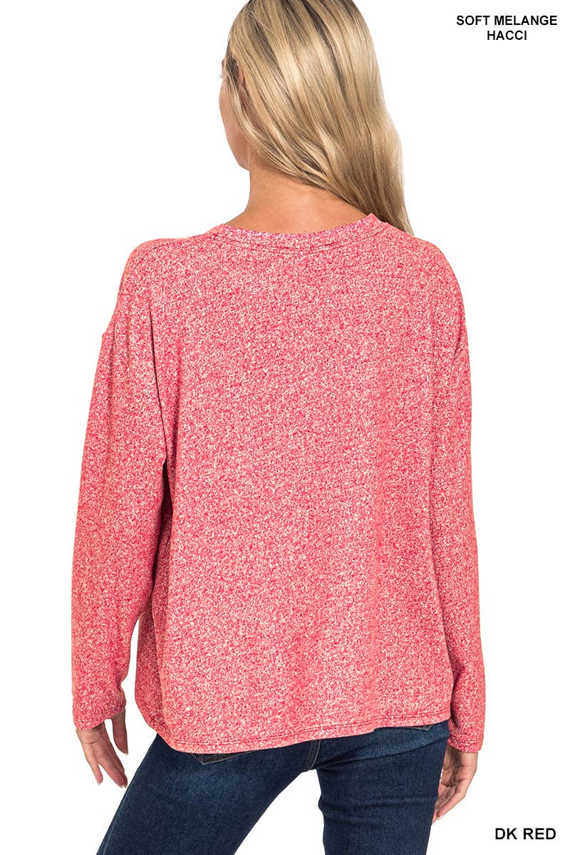 Soft Melange Long Sleeve Tee And Shorts Set